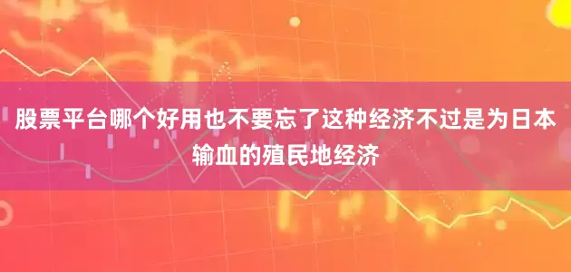 股票平台哪个好用也不要忘了这种经济不过是为日本输血的殖民地经济